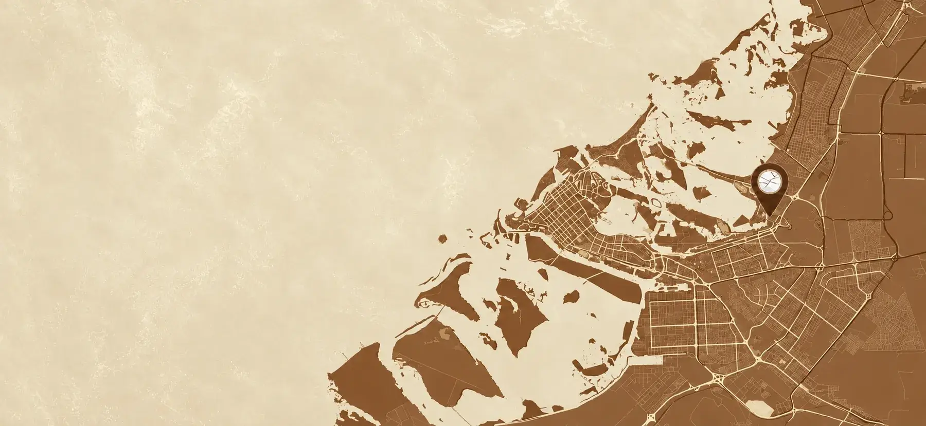 Map showing The Wadi location relative to Abu Dhabi
